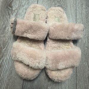 UGG Plush Shearling Slippers in pink